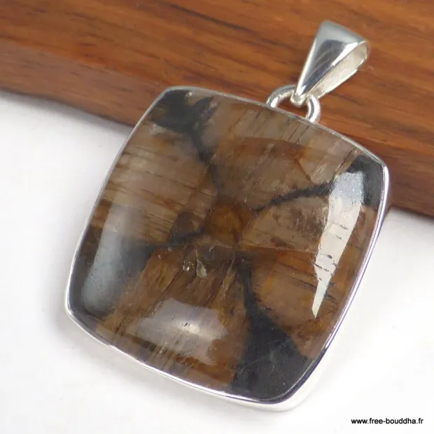 Grand Pendentif carré en Chiastolite Andalousite - Bijoux en Chiastolite