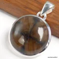 Pendentif rond en Chiastolite Andalousite - argent 925 - Bijoux en Chiastolite