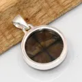 Pendentif rond en Chiastolite Andalousite - argent 925 - Bijoux en Chiastolite