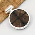 Pendentif rond en Chiastolite Andalousite et onyx noir - Bijoux en Chiastolite