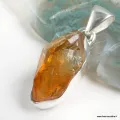 Pendentif Citrine brute forme libre argent 925 - Bijoux en Citrine