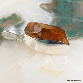 Pendentif Citrine brute forme libre argent 925 - Bijoux en Citrine