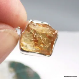 Petit Pendentif Citrine brute forme libre serti clos argent 925 - Bijoux en Citrine