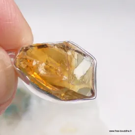 Pendentif Citrine brute forme libre - Chakra plexus solaire - Bijoux en Citrine
