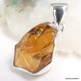 Pendentif Citrine brute forme libre - Chakra plexus solaire - Bijoux en Citrine