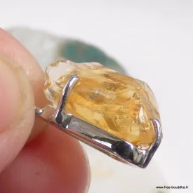 Pendentif Citrine brute avec griffes - Chakra plexus solaire - Bijoux en Citrine