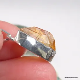 Pendentif serti clos Citrine brute - 3è chakra - Bijoux en Citrine