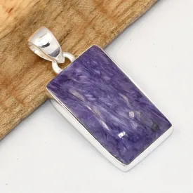 Pendentif Charoite de Russie grade AAA rectangulaire - Bijoux en Charoite