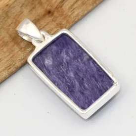 Pendentif Charoite de Russie grade AAA rectangulaire - Bijoux en Charoite