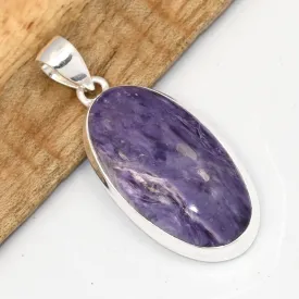 Pendentif ovale Charoite de Russie / Sibérie grade AAA - Bijoux en Charoite