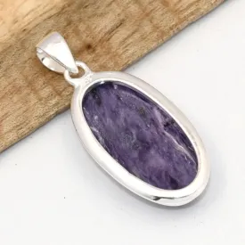 Pendentif ovale Charoite de Russie / Sibérie grade AAA - Bijoux en Charoite