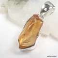Pendentif serti clos Citrine brute - 3è chakra - Bijoux en Citrine
