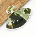 Pendentif Calcédoine Chrome forme d'oeil et péridot - Bijoux en Calcédoine Chrome