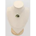 Pendentif Calcédoine Chrome ovale et péridot - Bijoux en Calcédoine Chrome
