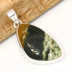Grand Pendentif Calcédoine Chrome forme libre - Bijoux en Calcédoine Chrome