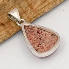 Pendentif goutte Opale de feu Mexicaine rouge orange - Bijoux en Opale de Feu