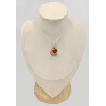 Pendentif goutte Opale de feu Mexicaine rouge orange - Bijoux en Opale de Feu
