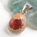 Petit Pendentif Opale de feu Mexicaine rouge - Bijoux en Opale de Feu