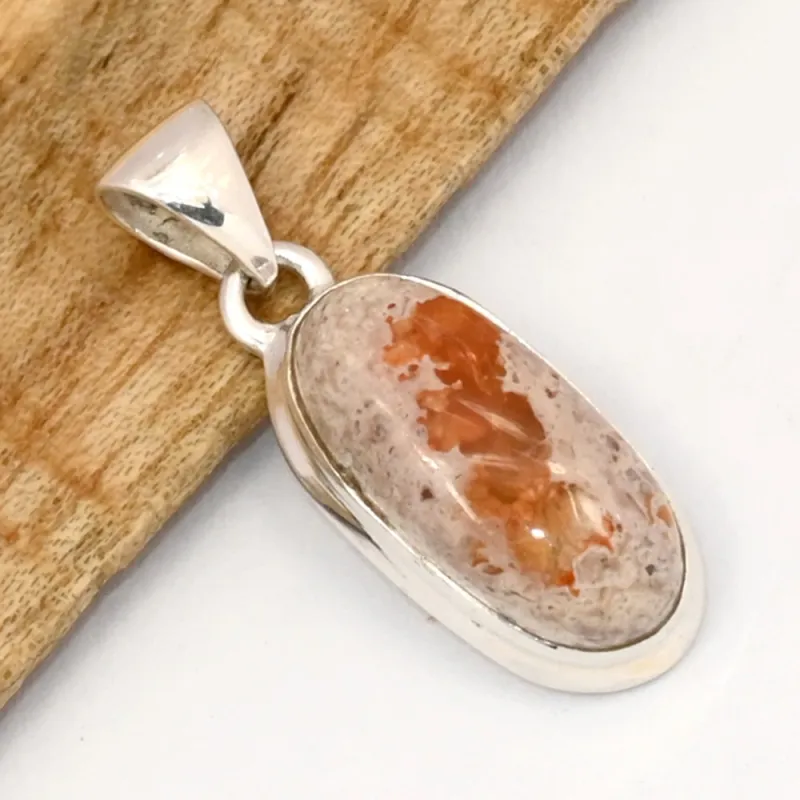 Opale de Feu Mexicaine Naturelle - Pendentif Argent 925