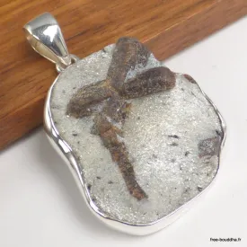 Croix de Fée Staurolite – Pendentif Argent 925 Naturel