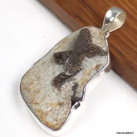 Gros pendentif Staurolite porte‑bonheur argent 925, bijou énergétique