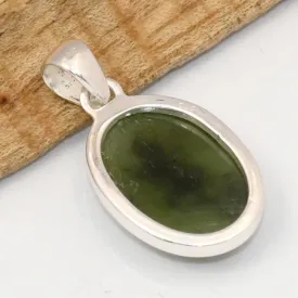 Pendentif Jade Néphrite Ovale, Pierre Naturelle – Argent 925
