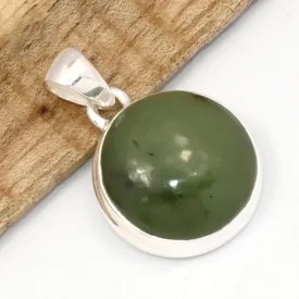 Pendentif Jade Néphrite Rond Authentique – Argent 925