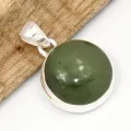 Pendentif Jade Néphrite Rond Authentique – Argent 925