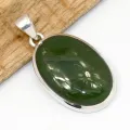 Pendentif Jade Néphrite Ovale, Pierre Millénaire – Argent 925