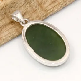 Pendentif Jade Néphrite Ovale, Pierre Millénaire – Argent 925