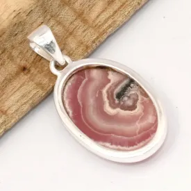 Pendentif Rhodochrosite naturelle ovale qualité AAA - Bijoux en Rhodochrosite
