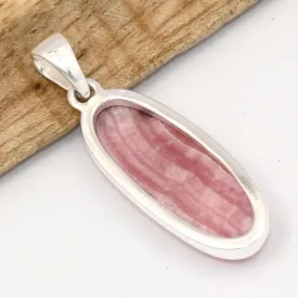Long Pendentif Rhodochrosite naturelle ovale qualité AAA - Bijoux en Rhodochrosite