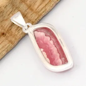 Pendentif Rhodochrosite naturelle forme libre argent 925 - Bijoux en Rhodochrosite