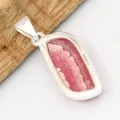 Pendentif Rhodochrosite naturelle forme libre argent 925 - Bijoux en Rhodochrosite