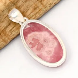 Superbe Pendentif Rhodochrosite naturelle ovale argent 925 - Bijoux en Rhodochrosite
