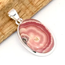 Pendentif Rhodochrosite naturelle ovale qualité AAA - Bijoux en Rhodochrosite