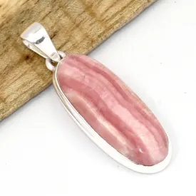 Long Pendentif Rhodochrosite naturelle ovale qualité AAA - Bijoux en Rhodochrosite