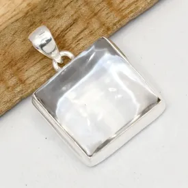 Pendentif carré Cristal de Roche Quartz Clair - Bijoux en Cristal de roche
