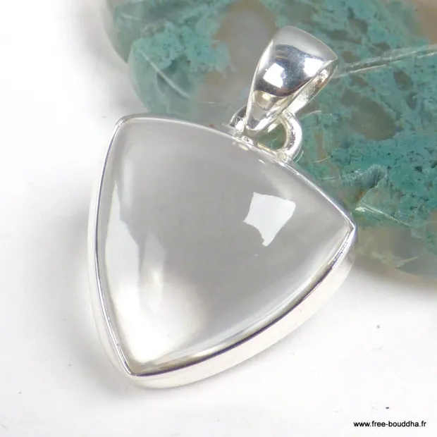 Pendentif Cristal de Roche triangulaire - Quartz Clair - Bijoux en Cristal de roche