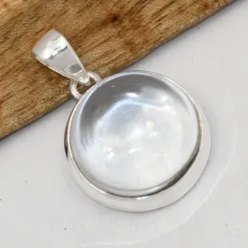 Pendentif rond Cristal de Roche - Quartz Clair argent 925 - Bijoux en Cristal de roche