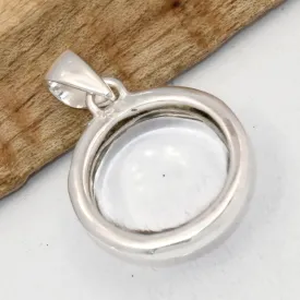 Pendentif rond Cristal de Roche - Quartz Clair argent 925 - Bijoux en Cristal de roche