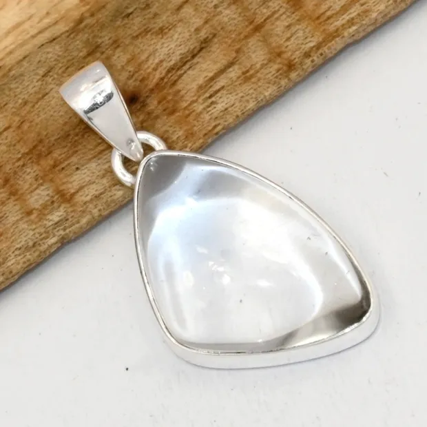Pendentif Cristal de Roche - forme libre argent 925 - Bijoux en Cristal de roche