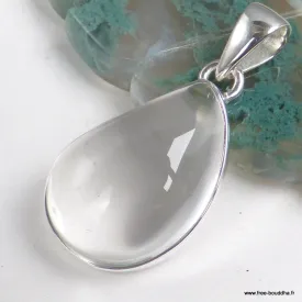 Pendentif Cristal de Roche - forme larme argent 925 - Bijoux en Cristal de roche