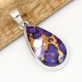 Pendentif goutte Turquoise d'Arizona Dahlia pourpre - Bijoux en Turquoise