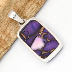 Pendentif rectangulaire Turquoise pourpre - argent 925 - Bijoux en Turquoise