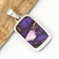 Pendentif rectangulaire Turquoise pourpre - argent 925 - Bijoux en Turquoise