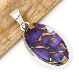 Pendentif Turquoise violette Purple dahlia - argent 925 - Bijoux en Turquoise