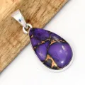 Pendentif Turquoise violette Purple dahlia forme goutte - Bijoux en Turquoise