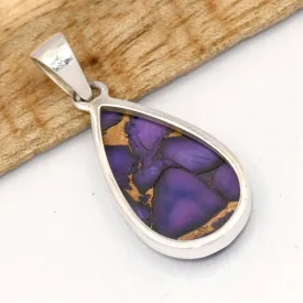 Pendentif Turquoise violette Purple dahlia forme goutte - Bijoux en Turquoise
