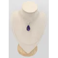 Pendentif Turquoise violette Purple dahlia forme goutte - Bijoux en Turquoise